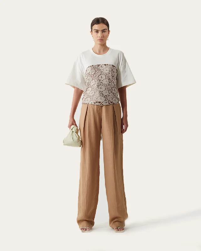 Weekend Discounts to Indulge In Wynne Top Cotton Blend Floral Lace Brown