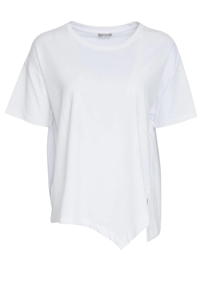 Early Access Naya White Top With Cut Away Hem