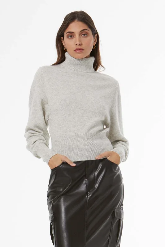 Seasonal Sale Lane Roll Neck Sweater // Sea Salt Heather Cashmere Blend