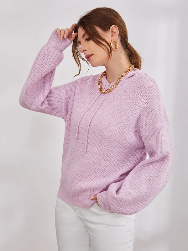 Weekend-Only Price Drops Casual Plain Drawstring Long Sleeve Hooded Regular Women Sweater