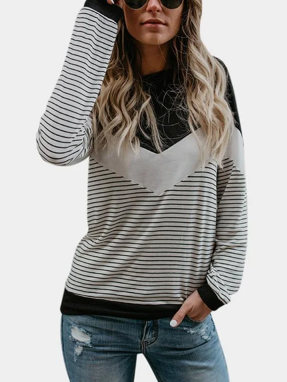 Massive Savings Custom Round Neck Stripe Long Sleeve Black T-Shirt