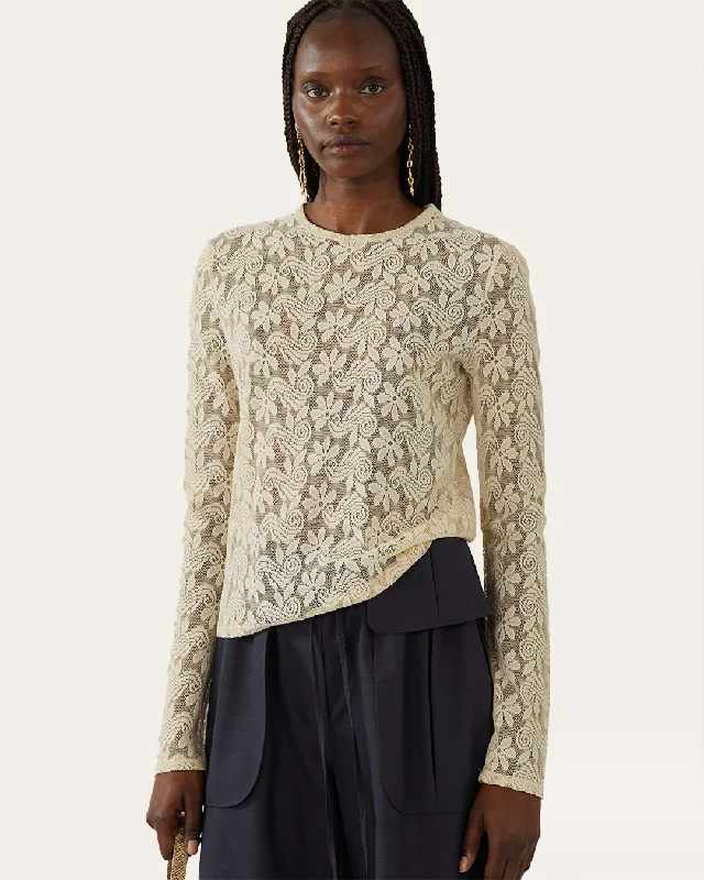 Huge Savings Bibi Top Floral Lace Cream