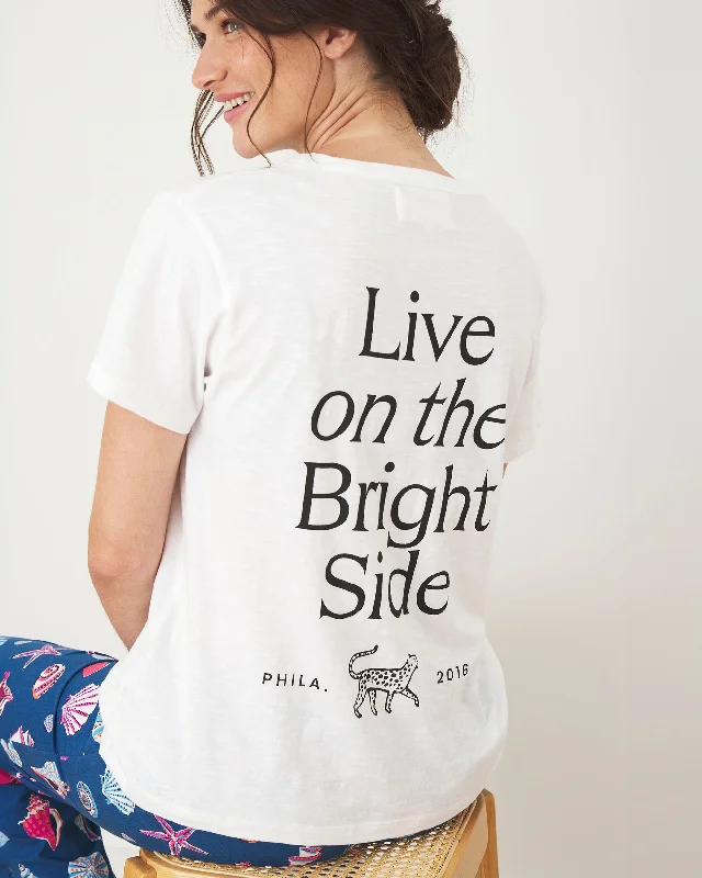 Low Price Live On The Bright Side - Oversized Graphic Tee - Cloud