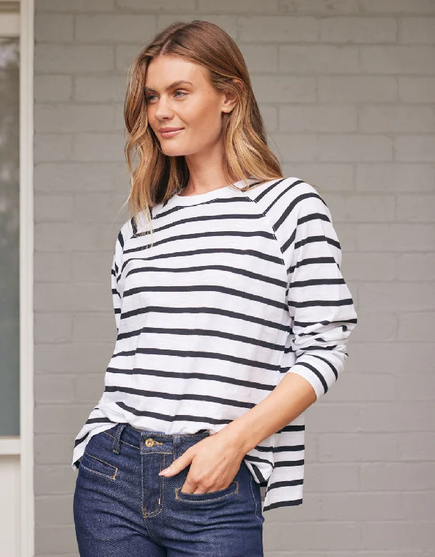 Extra Savings Yasmin Long Sleeve Top - White/Black Stripe