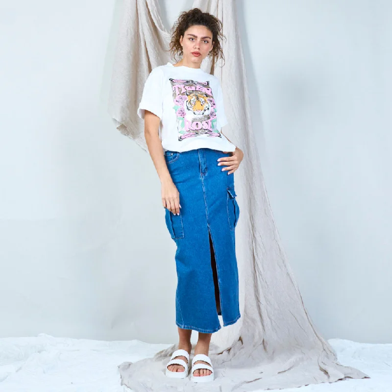 Sneak Peek Sale 100% Cotton white t-shirt with tiger and rose print wholesale