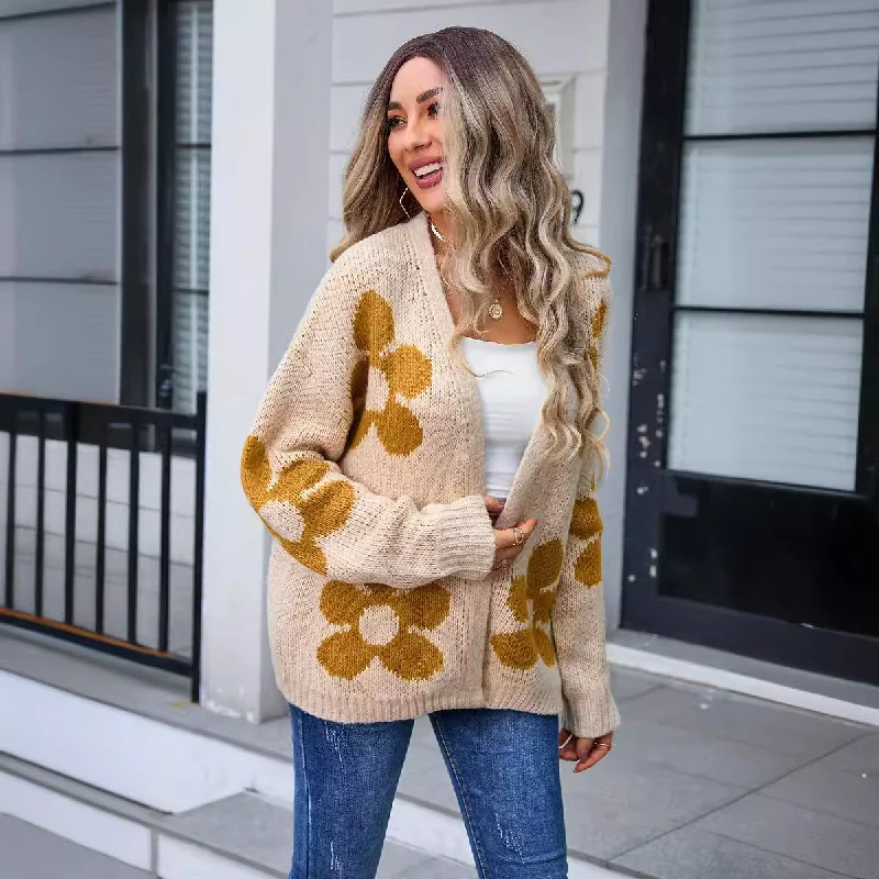 Deal Dash Knitted Cardigan Floral Sweater Fall Winter Wholesale Womens Clothing N3824062800045