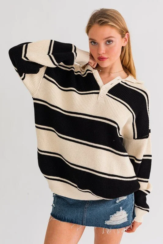 Fantastic Offers Collared Oversized Sweater Top