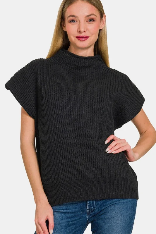 Act Fast Short Sleeve Mock Neck Sweater