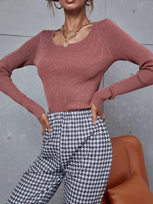 Weekend Deal Casual Plain Long Sleeve Round Neck Regular Women Sweater