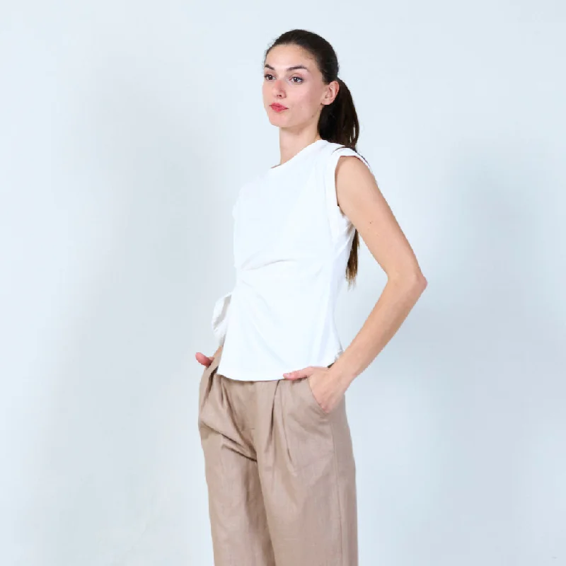 Lowest Prices Side-tie knot t-shirt wholesale