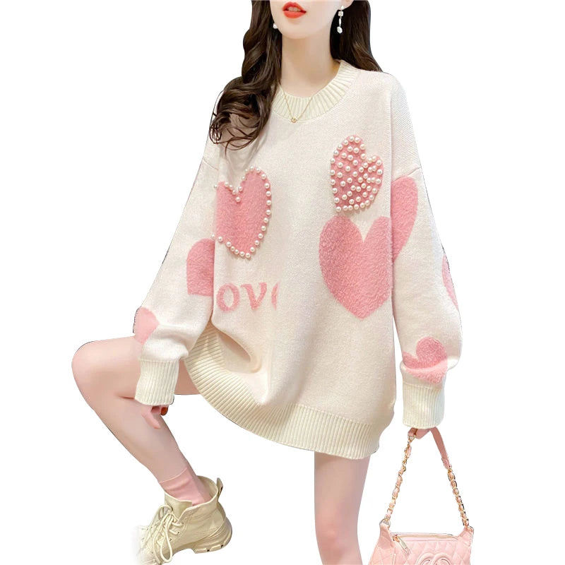 Weekend Specials to Enjoy 2024 Spring Autumn New Arrival fashion women loose young ladies lazy style Pearl sweater Weekend Specials to Enjoy 2024 Spring Autumn New Arrival fashion women loose young ladies lazy style Pearl sweater