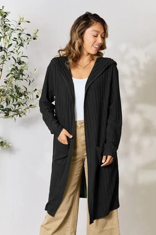 Get It Before It’s Gone Ribbed Open Front Long Sleeve Cardigan