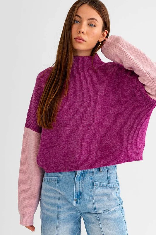 Time-Limited Offer Color Block Oversized Sweater