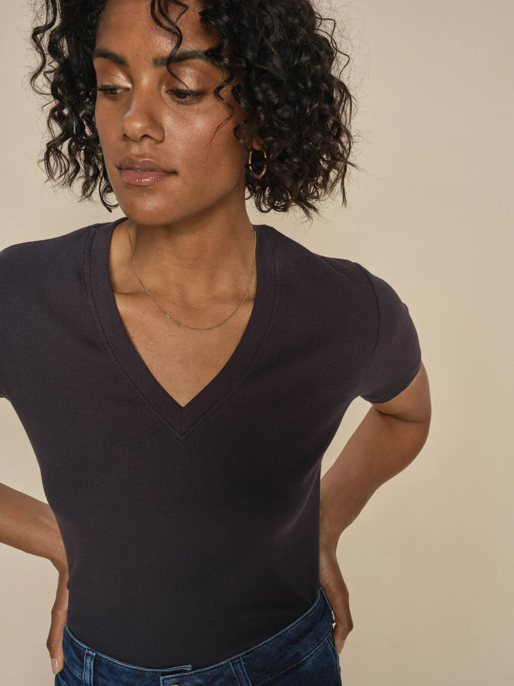 Major Deal Mos Mosh Salute Navy Nicole V-SS Rib Tee