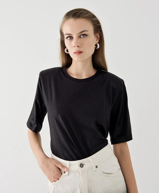 Best Seller Access Fashion Shimmery Tshirt With Rhinestones