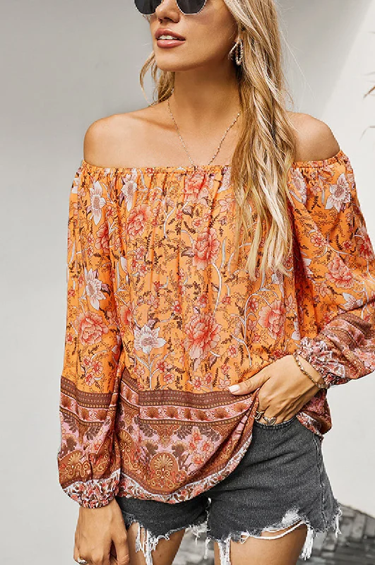 Weekend Shopping Bliss Off The Shoulder Boho Balloon Sleeve Top