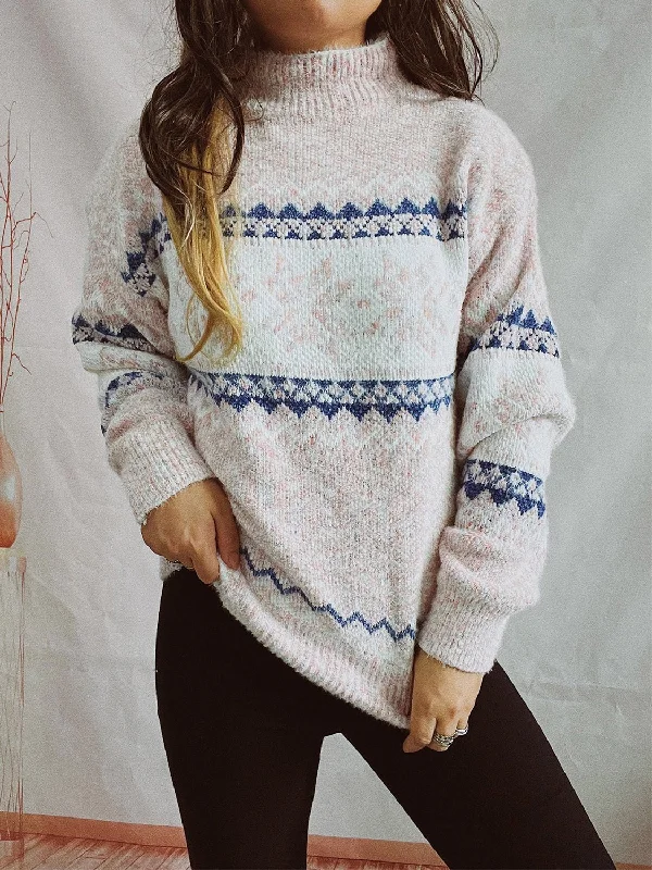 Reduced Prices Geometric Mock Neck Sweater