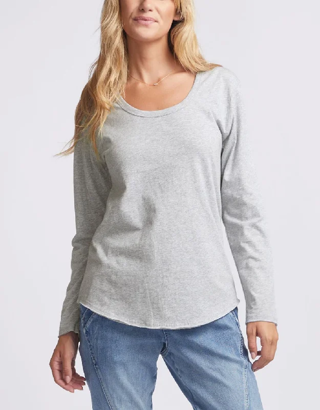 Flash Sale Original Round Neck Long Sleeve T-Shirt - Snow Grey