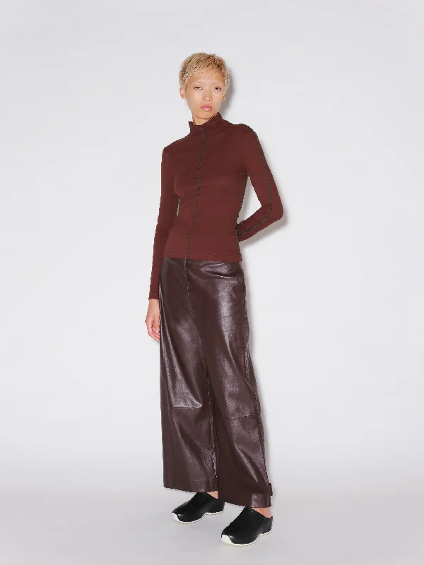 Low Price CONTRAST STITCH MOCK NECK T-SHIRT