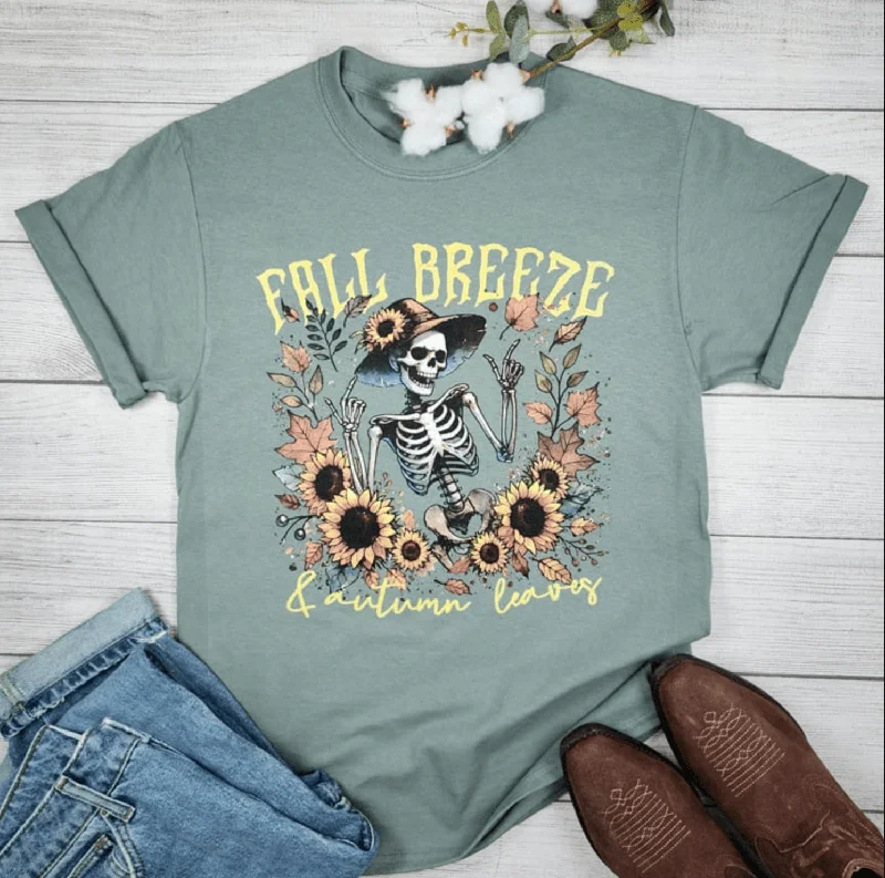 Weekend Savings Bonanza Fall Breeze Autumn Leaves Graphic Tee