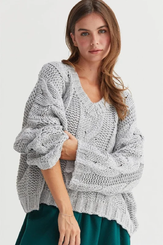 Amazing Value Cable Knit V-Neck Sweater