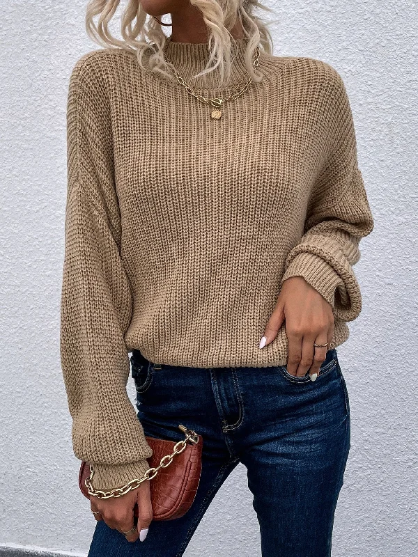 Year-End Deals Casual Plain Long Sleeve High Neck Regular Women Sweater