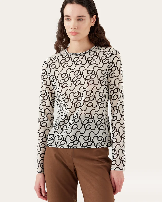 Lowest Price Zoya Top Mesh Printed Off-White