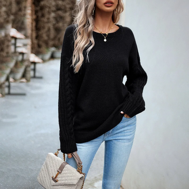 Super Bargain Long Sleeve Knit Crew Neck Sweater Wholesale Womens Clothing N3824061700001