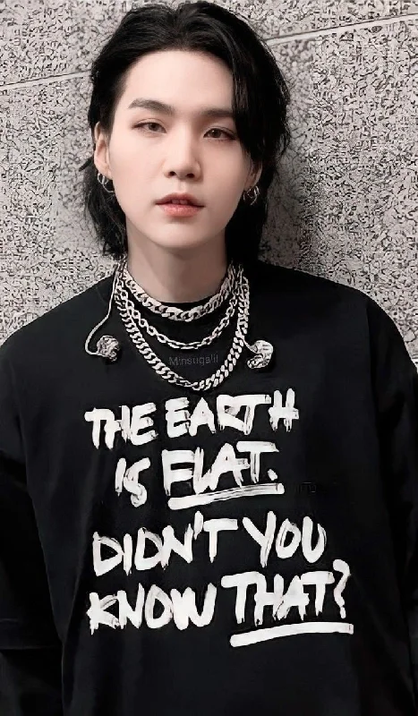 Daily Deals The Earth is Flat- Yoongi: BTS- HALF-SLEEVE T-SHIRTS