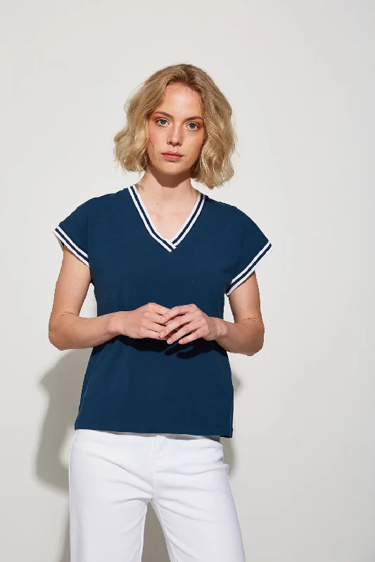 Shop and Save Md'M Navy V Neck T shirt