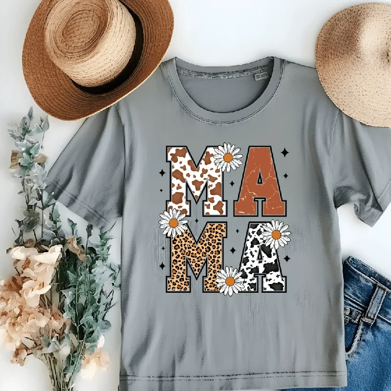 New Deals Cow Print and Daisy Mama Graphic Tee