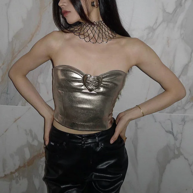Weekend Savings Bonanza One-Word Collar Strapless Solid Color All-Match Crop Tops Wholesale Women'S Tops