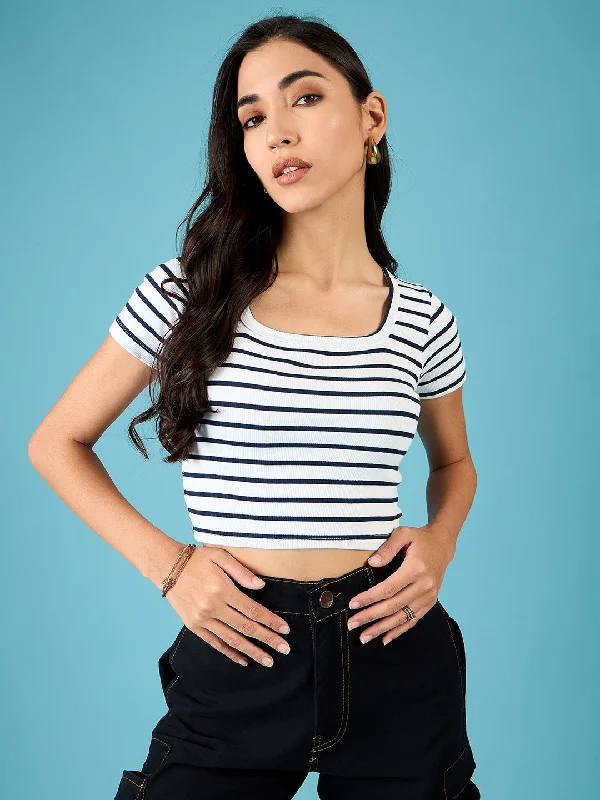 Don't Miss Stretchable Ribbed Half Sleeve Crop Top