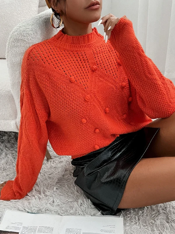 Markdowns Casual Plain Long Sleeve Stand Collar Regular Women Sweater
