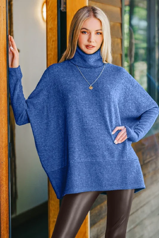 Incredible Offers Blue Hacci Turtleneck Sweater