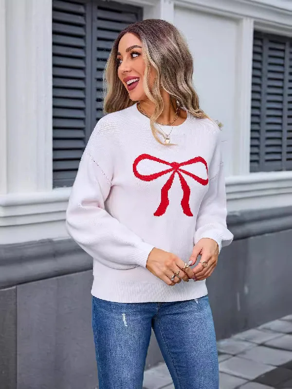 Bonus Savings Autumn And Winter Bow Printed Fashion Knitwear Sweater Wholesale Womens Clothing N3824062800044