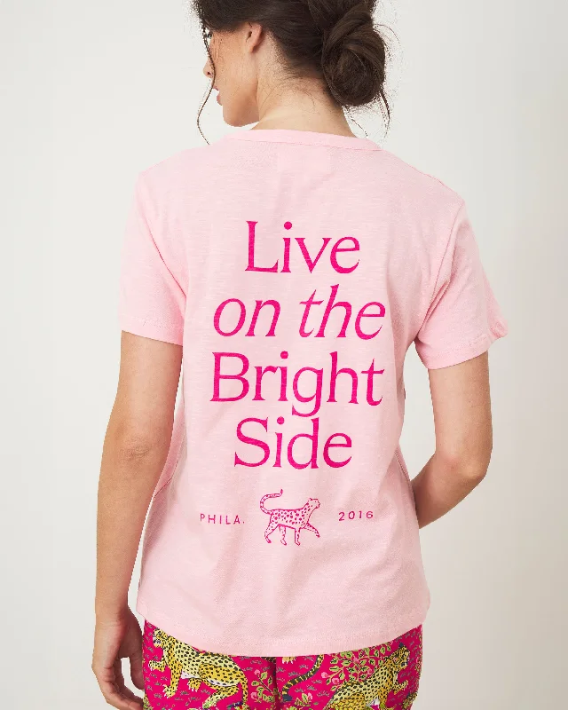 Overstock Live On The Bright Side - Oversized Graphic Tee - Pink Peony
