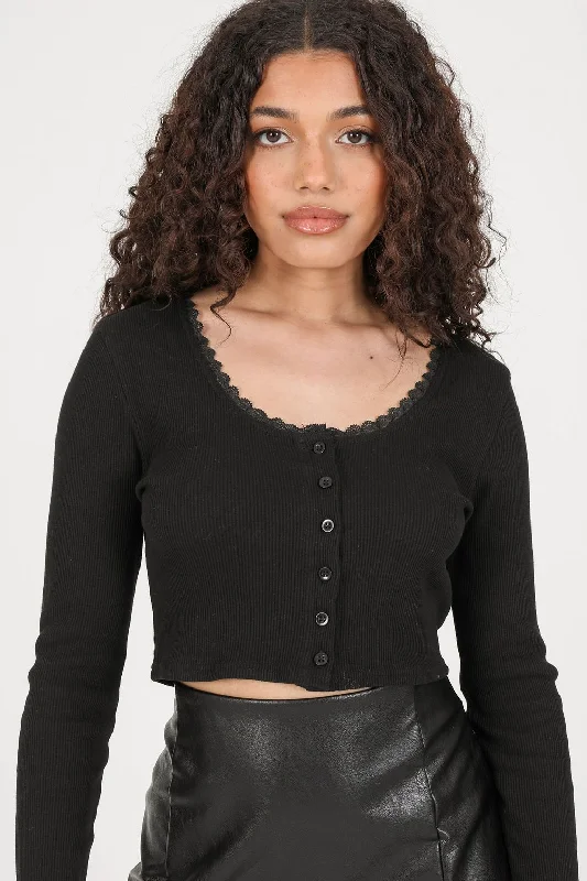 Flash Sale Daisy Street Lettuce Hem Ribbed Crop Top
