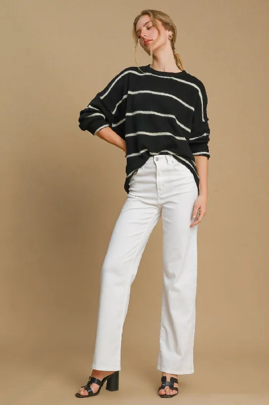 Low Prices Striped Round Neck Sweater