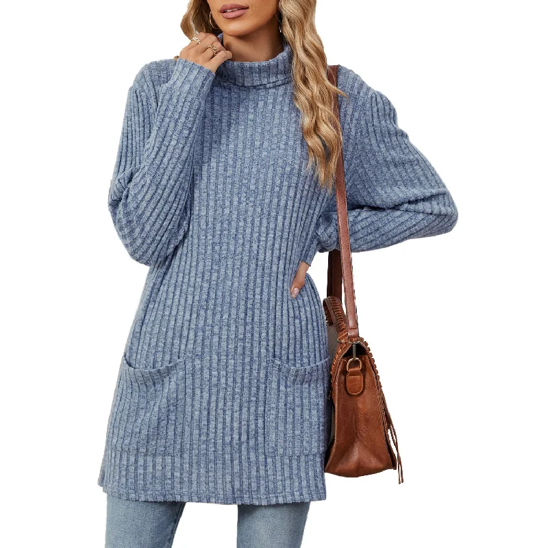 Best Seller Solid Color Half High Neck Long Sleeve Loose Pocket Sweater Wholesale Womens Clothing N3824072900061 Best Seller Solid Color Half High Neck Long Sleeve Loose Pocket Sweater Wholesale Womens Clothing N3824072900061