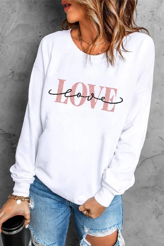 Crazy Deals LOVE Round Neck Dropped Shoulder Sweatshirt