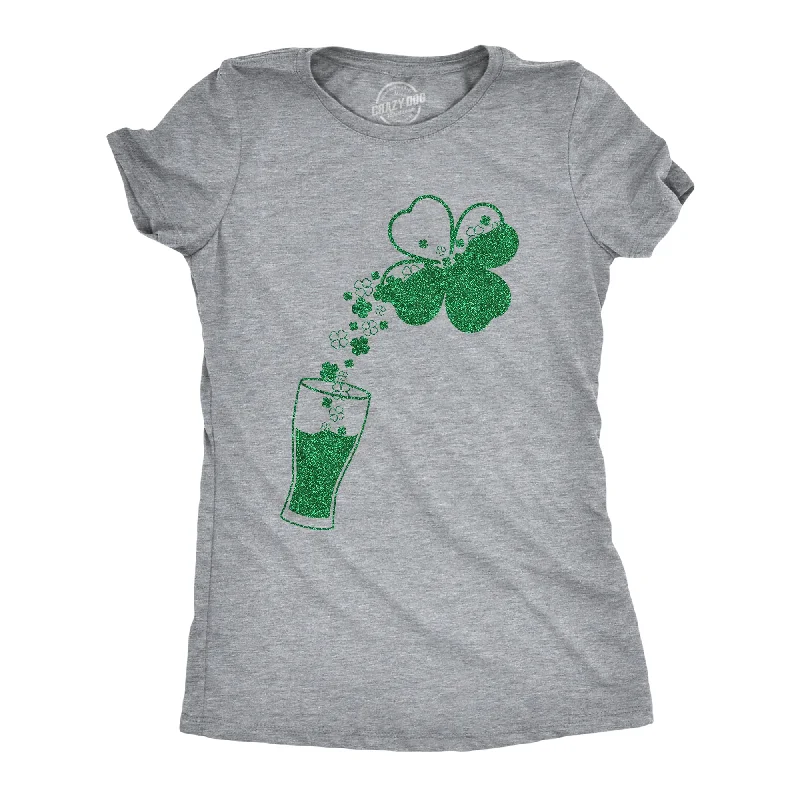 Shop and Save Pouring Glitter Shamrock Women's T Shirt