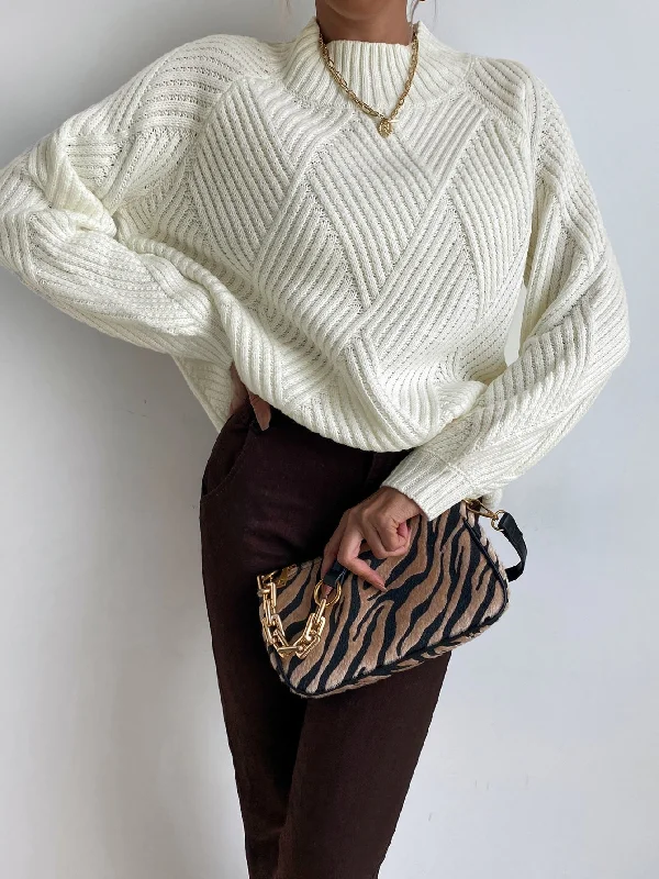 Hurry Up Casual Plain Long Sleeve Stand Collar Long Women Sweater