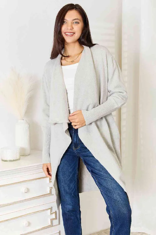 Deal of the Day Open Front Duster Cardigan with Pockets