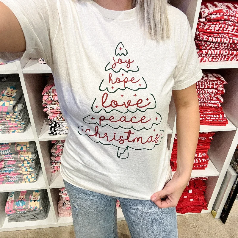 Seasonal Sale Joy Hope Love Tree Graphic Tee