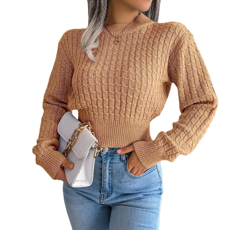 Massive Savings Twist Long Sleeve Navel Knitted Sweater Wholesale Womens Clothing N3823112200020