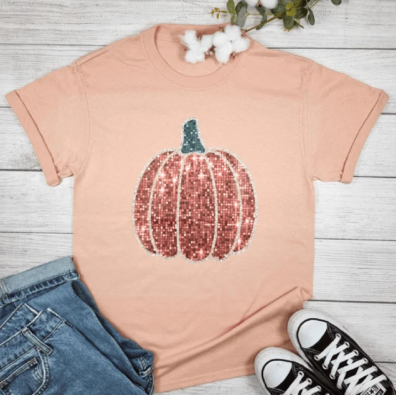 Weekend Deals to Brighten Your Day Faux Sparkly Pumpkin Graphic Tee