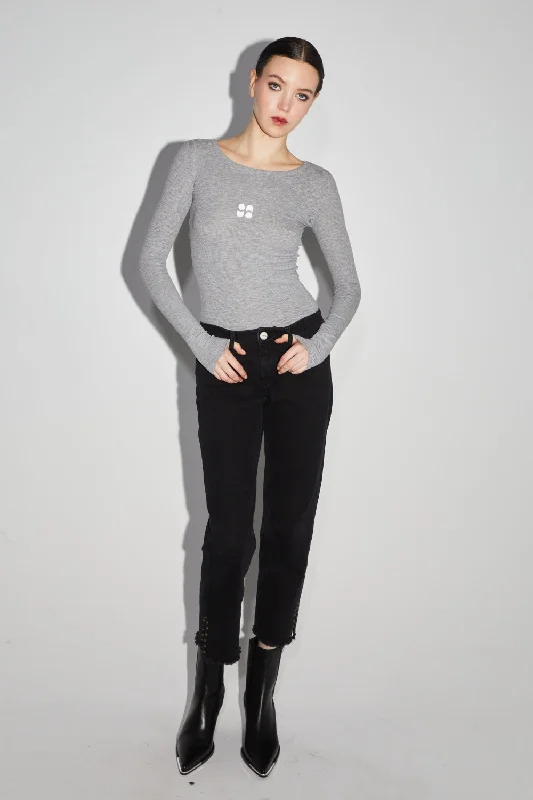 Discount Deals Imprevu Grey Manches Long Sleevd Ribbed Tshirt