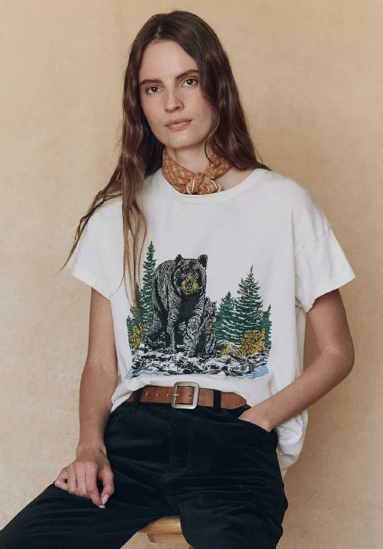 Instant Deal Tshirt T209002bb Boxy Black Bear Washed-White