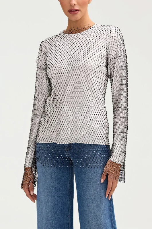 Extra Discounts Sania Crystal Satin Top - White